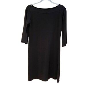Eliza J Black Midi Dress 3/4 Sleeve Boatneck Slim Fit Size Medium Versatile